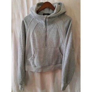 Trendy Queen Womens XL Oversized Hooded Crop Longsleeve Pullover Sweatshirt Gray